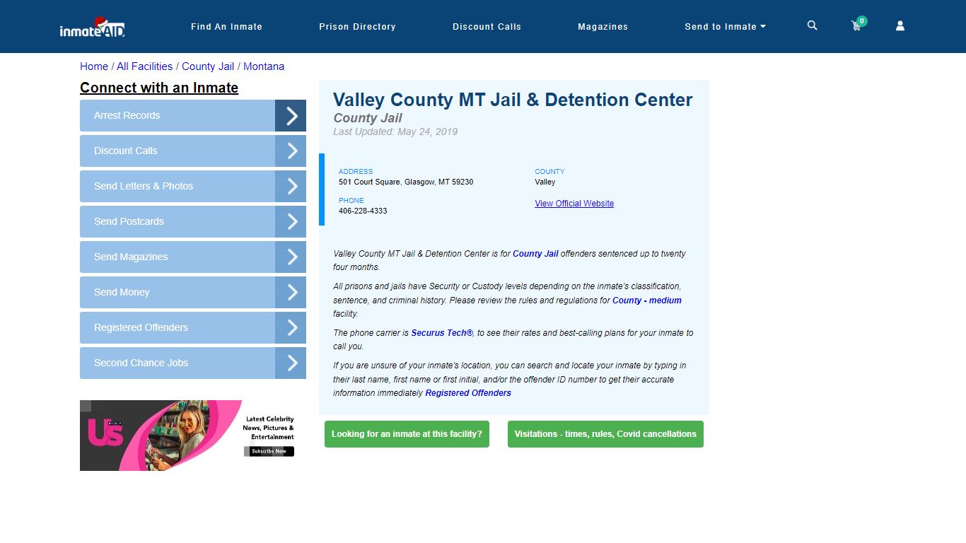 Valley County MT Jail & Detention Center - Inmate Locator - Glasgow, MT