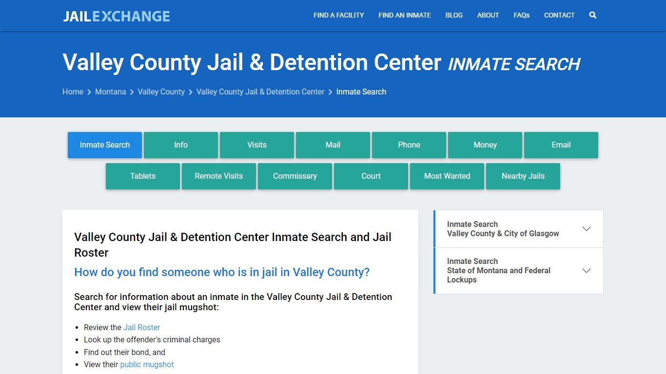 Valley County Jail & Detention Center Inmate Search