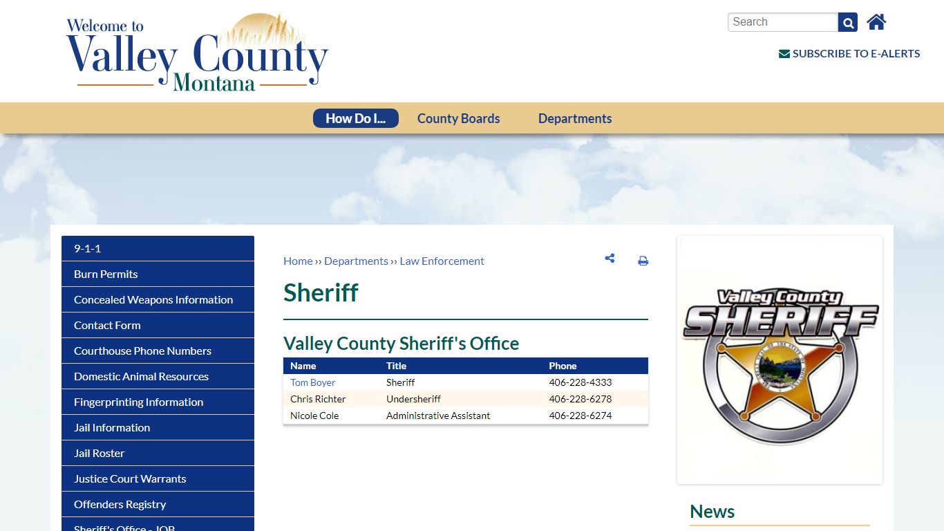Sheriff | Valley County, MT