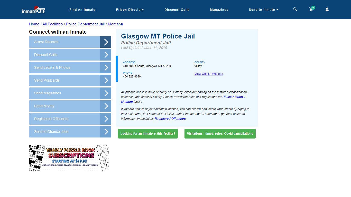 Glasgow MT Police Jail & Inmate Search - Glasgow, MT